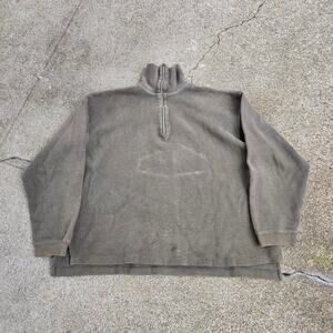 Vtg 90s J. CREW Plain Earthtone Minimal Heavy Cotton 1/4 Zip Sweatshirt M USA